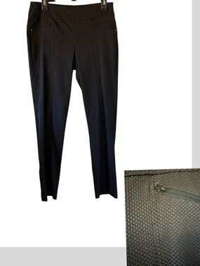 SoHo Apparel Ltd Black Pull on Textured Slim Leg Pants Petite Medium PM